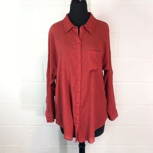 Torrid Rust Long Sleeve Button Down Tunic Shirt